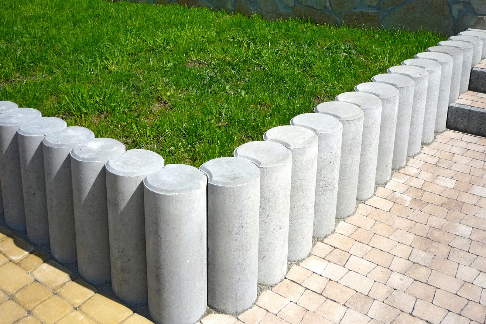 Concrete edging along a lawn border
